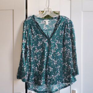 H&M Green Floral Blouse